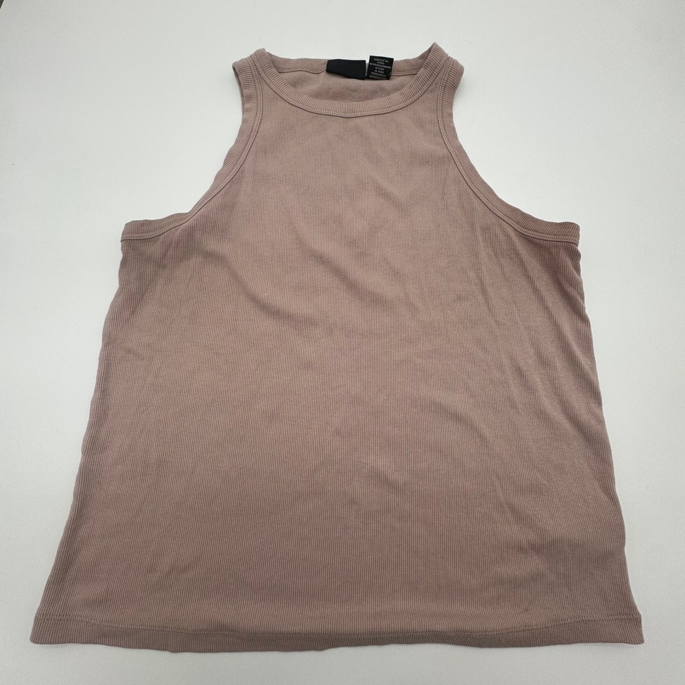 Rachel Zoe Women's Ribbed High Neck Tank Top Blush Pink‎ Pima Cotton XL